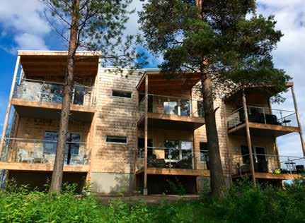 Grönbo, hyresrätter, Lusthusbacken i Piteå. Projektet nominerat till Årets Bygge 2019, bland annat för sina ekologi-lösningar och innovationer.