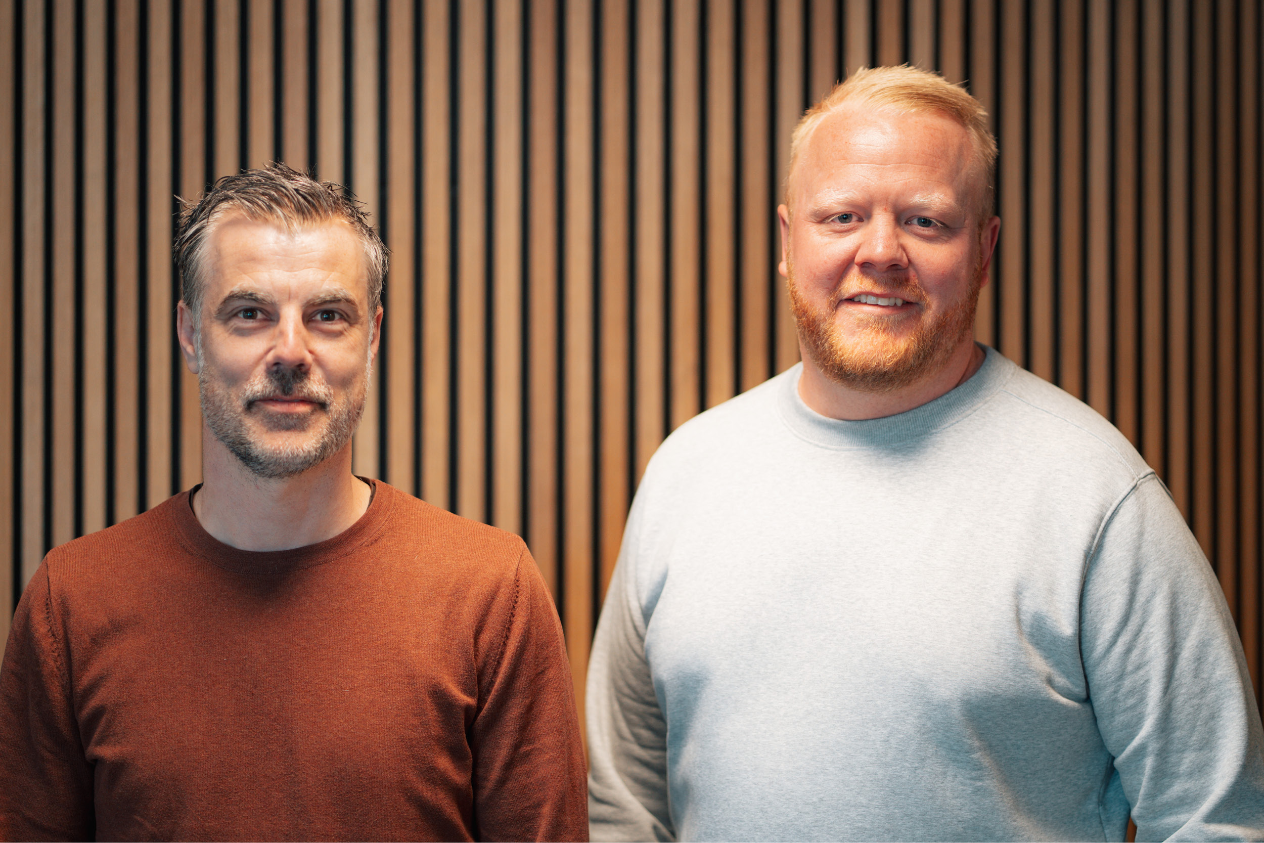 Joakim Ivarsson, vd på Vimmerbyhus och Oscar Roos, inköpsansvarig på Vimmerbyhus